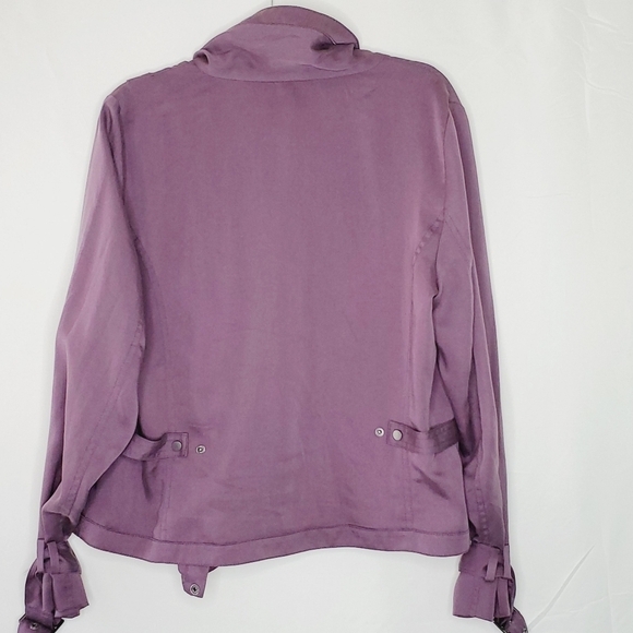 EE by Etcetera Purple Moto Jacket Size 14 Zip Lyocell Tencel Lined Topper - Picture 4 of 15